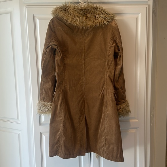 Corduroy Faux Fur Trench-coat - L - Picture 2 of 7
